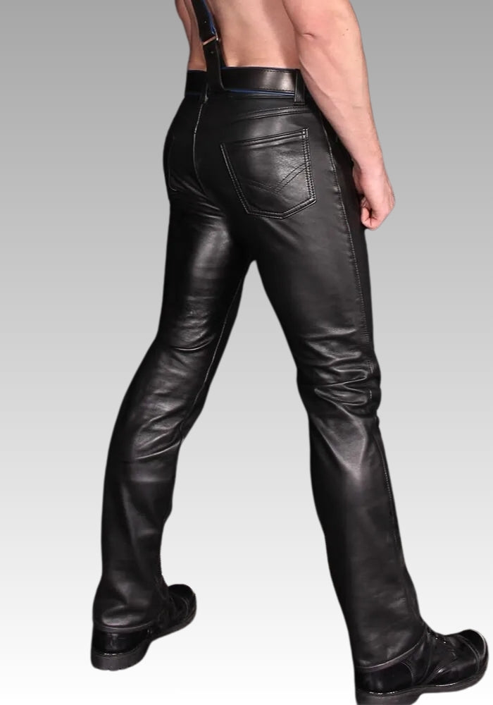 Low-Rise Leather Jeans for sale