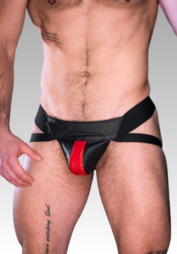 Men's Leather Jockstrap Red Stripe for sale