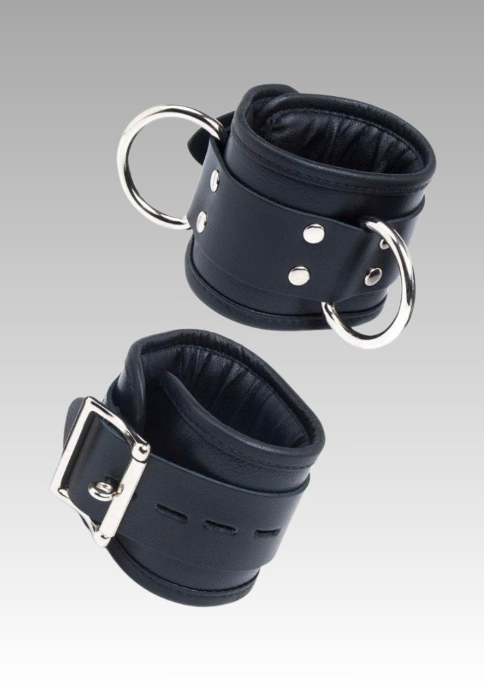 Padded Leather Wrist Restraints, bdsm wrist cuffs, wrist suspension bondage, wrist bondage, bondage wrist cuffs for sale