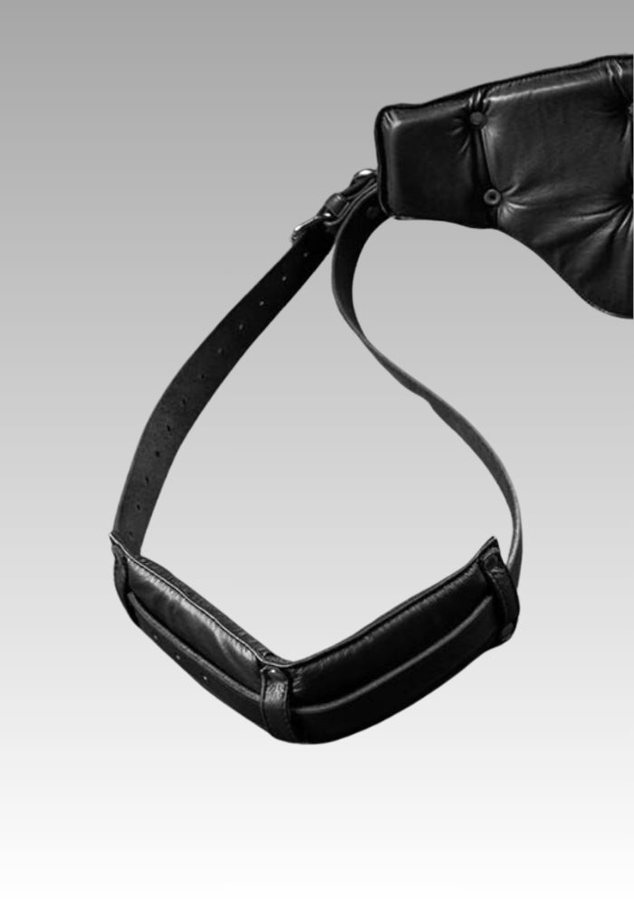 Close-up of an adjustable leather strap loop on the Deluxe Portable Sex Sling
