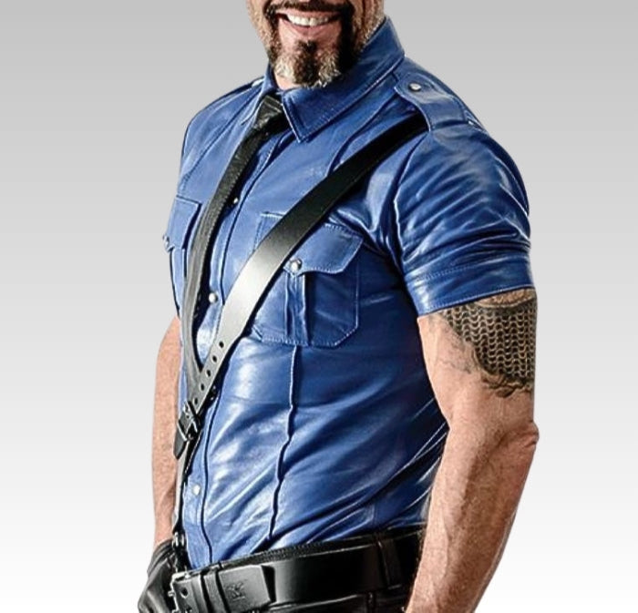 Sheep Leather Uniform Shirt Blue for sale